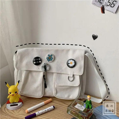 Durable Canvas Diagonal Cross Bag Youth Fashion And Casual Version Ladies Large Capacity Shoulder Bag For Women And Girls