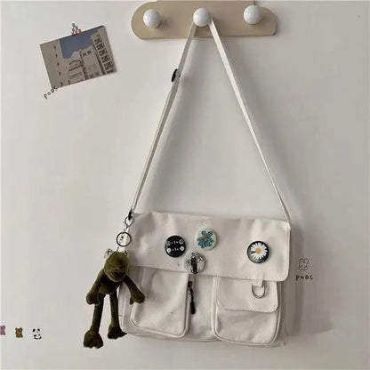 Durable Canvas Diagonal Cross Bag Youth Fashion And Casual Version Ladies Large Capacity Shoulder Bag For Women And Girls