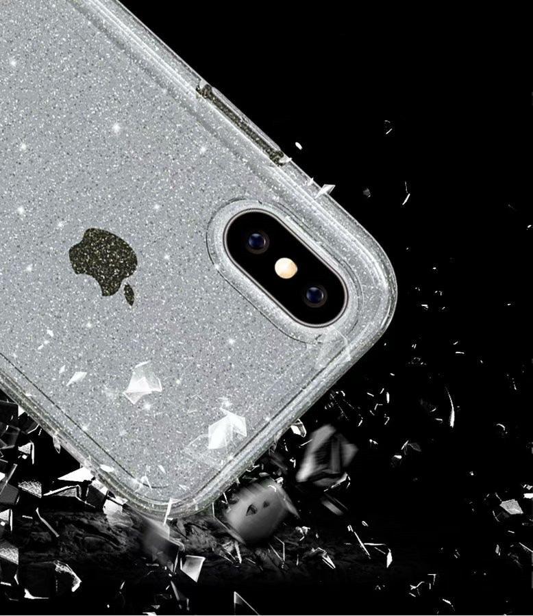 Durable Ultra Hard Shockproof Glitter Transparent Case for iPhone 14 Pro Max 13 12 11 XS XR X 8 7 6 Plus Sparkle Cover Soft Slim Fit All-round Protection Cute Transparent Shiny Star Phone Case for iPhone