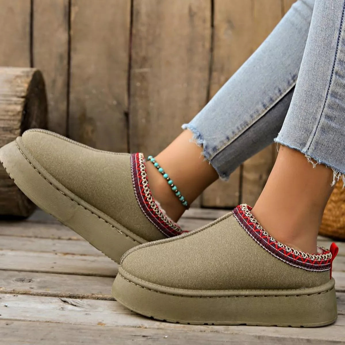 Plush Lined Platform Ankle Boots