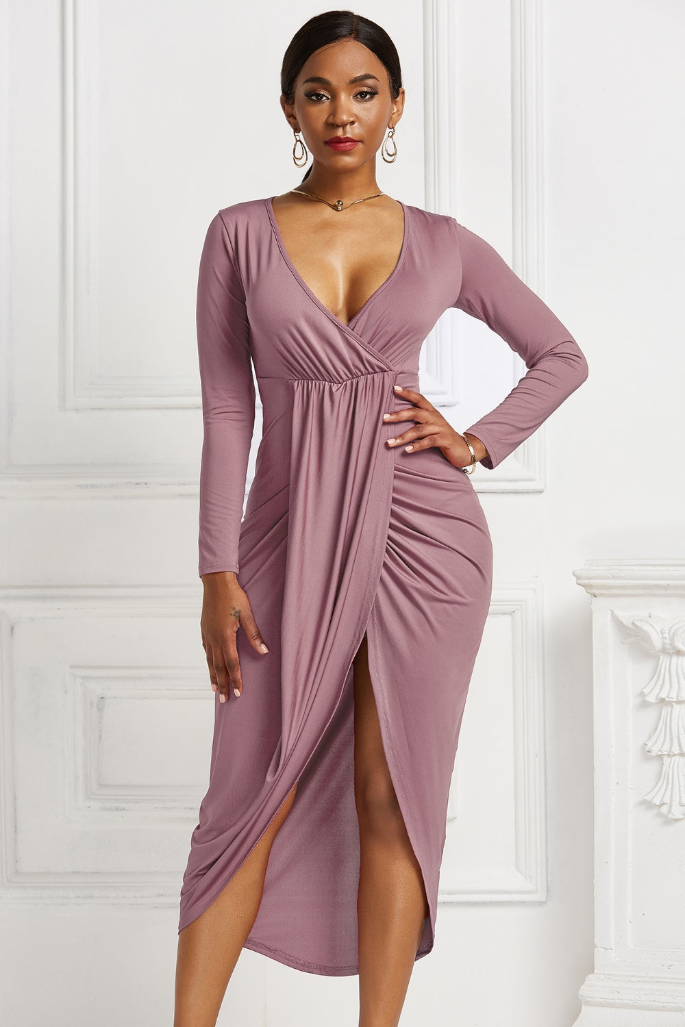 Trendy Ruched High-Low Dress