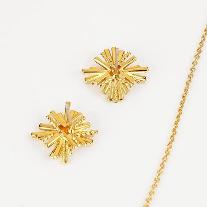 Starburst Gold-Plated Earrings and Necklace Set for Women