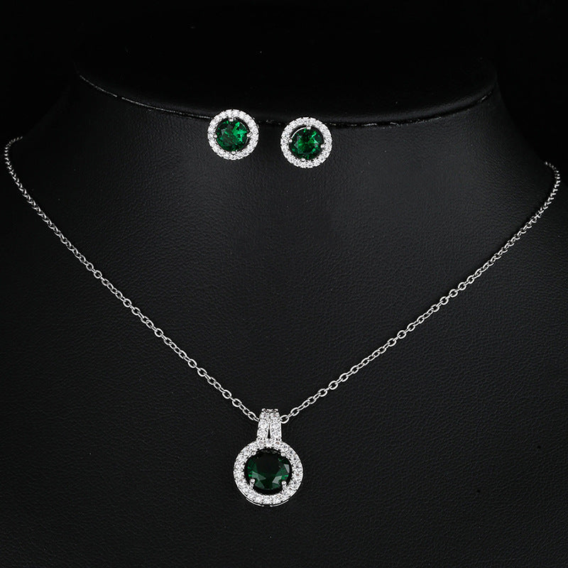 Two-piece Zircon Disc Necklace Set