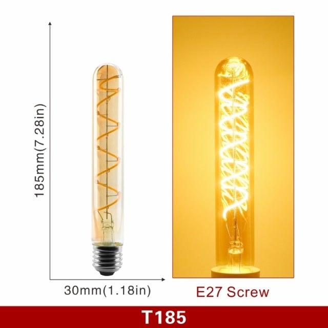 E14 E27 Retro LED Spiral Filament Light Bulb 4W 220V C35 G45 A60 T45 ST64 T185 T225 G80 G95 G125 Vintage Edison Lamp Vintage Filament Light Bulbs Globe Round