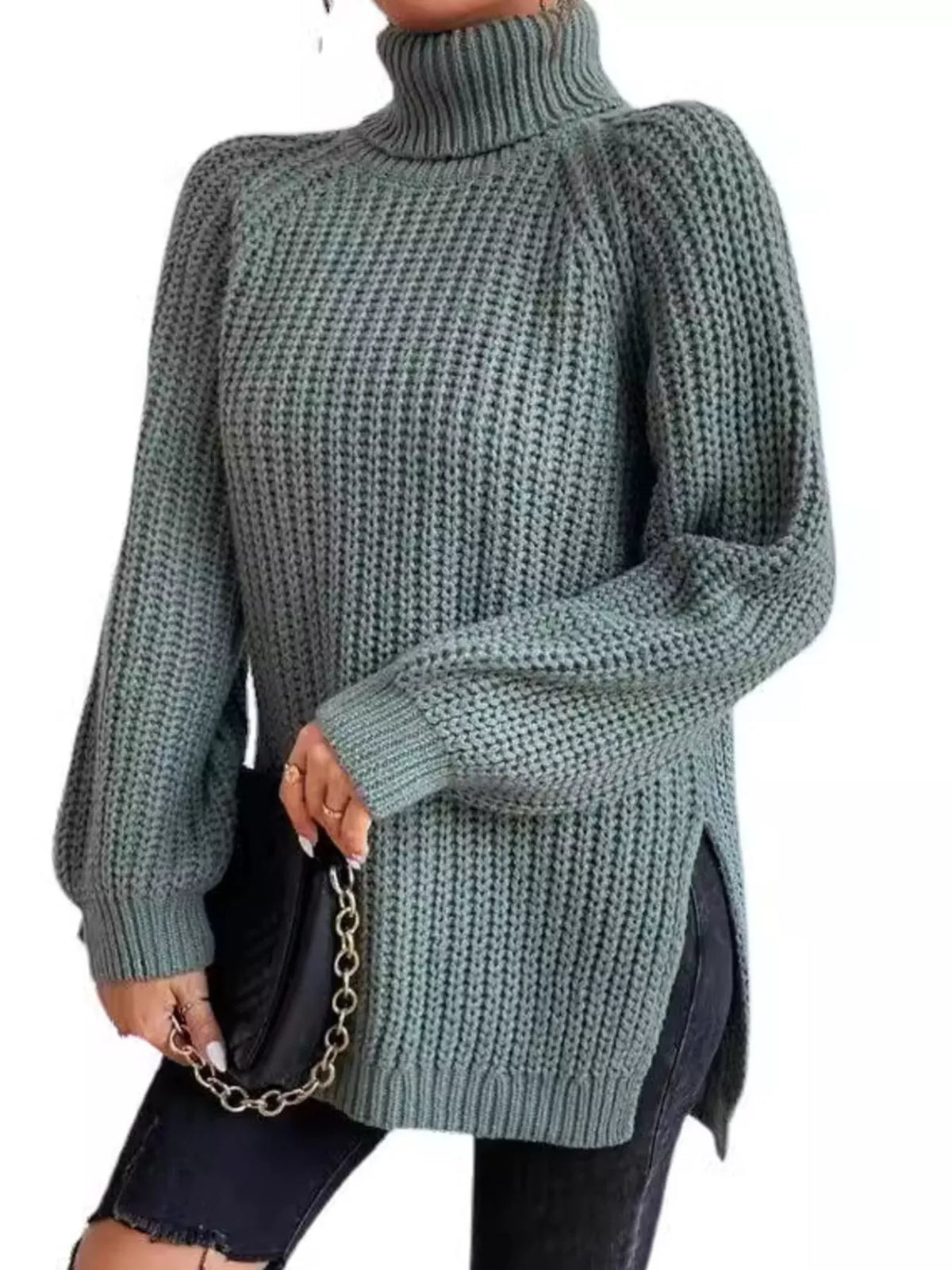 Full Size Turtleneck Long Sleeve Sweater Plus Size