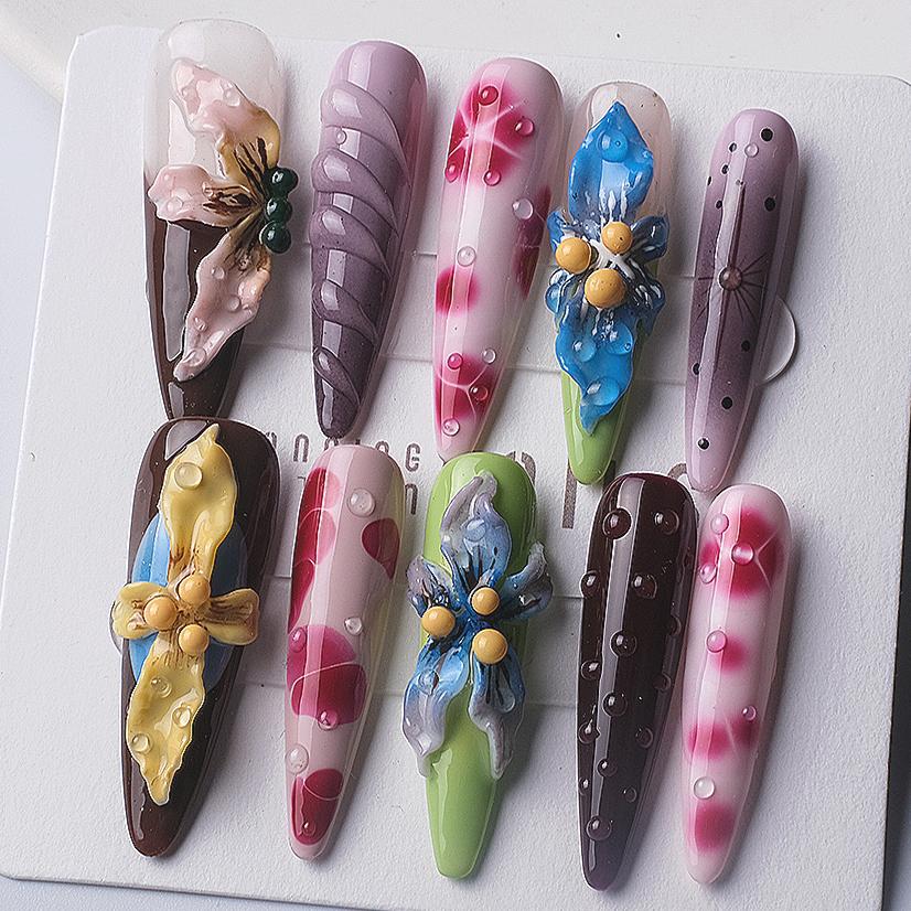 1065 Handmade Nail Wear Nail Art Reusable Press on Nails False Nails