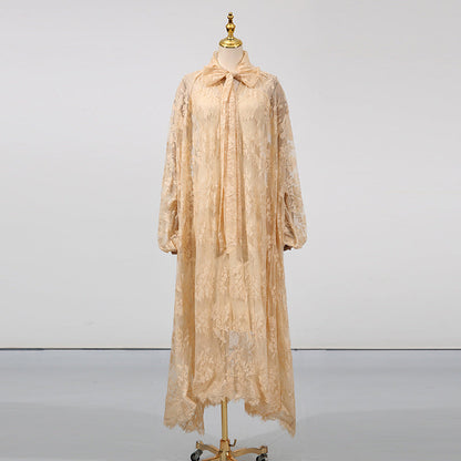 Vietnamese-style Embroidered Heavy-duty Long-sleeve Loose Ruffle Dress