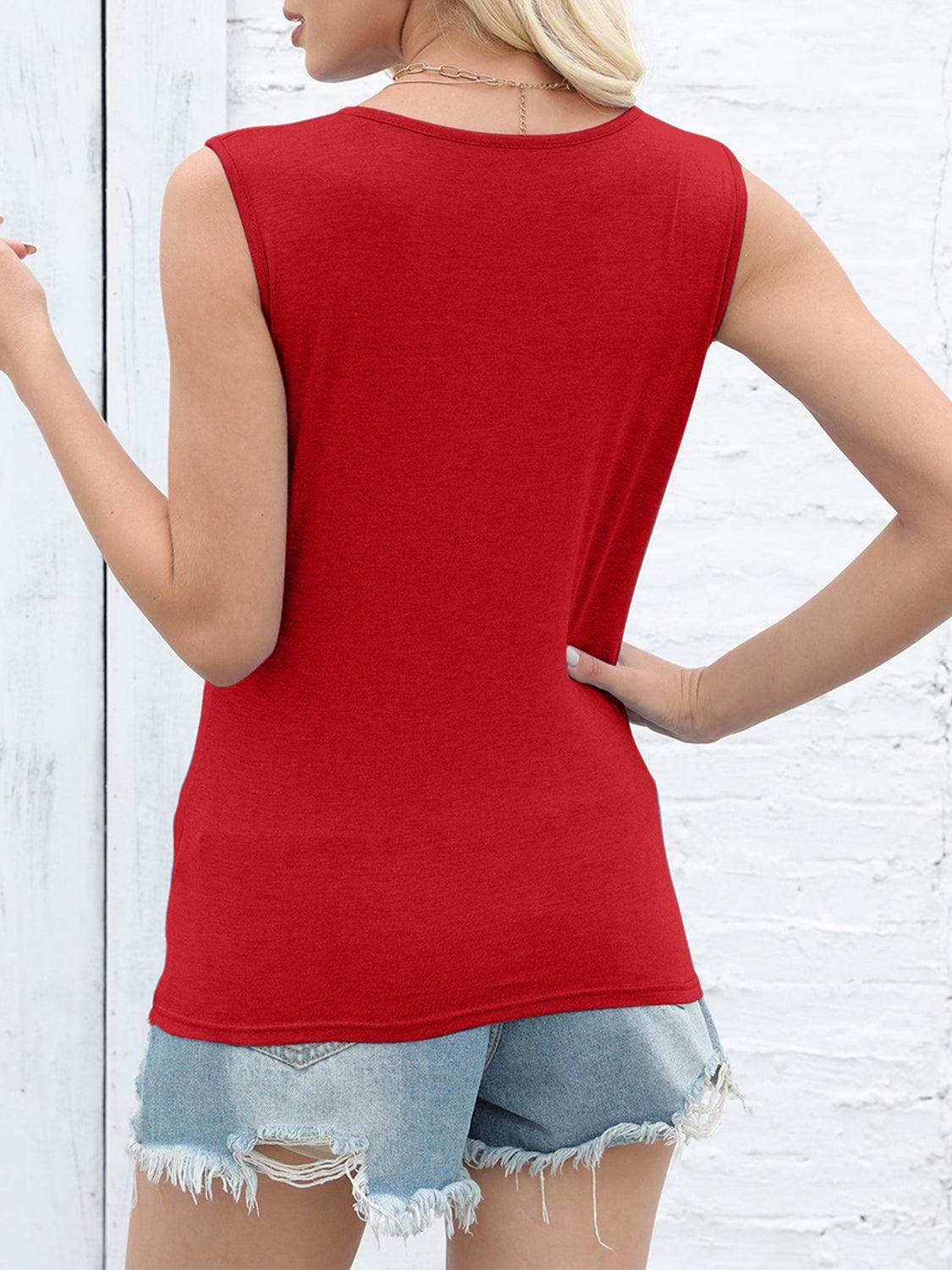 Cutout Twisted Round Neck Tank for Stylish Comfort