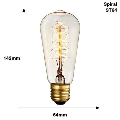 E27 Retro Edison Bulb AC 220V 110V 40W Dimmable Vintage Edison Light bulb ST64 G80 G95 T225 T300 Incandescent Lamp Edison Lamp Bravelight Antique Vintage Light Bulbs, T64 40W 2700K Warm Dimmable, Squirrel Cage Filament Edison Light Bulb for Table Lamp