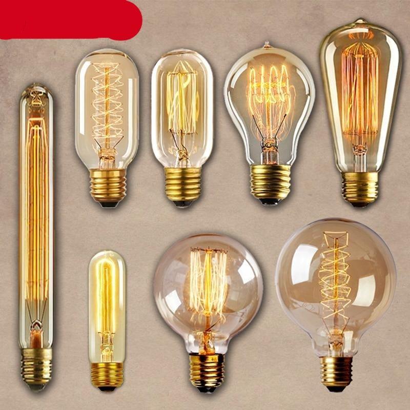 E27 Retro Edison Bulb AC 220V 110V 40W Dimmable Vintage Edison Light bulb ST64 G80 G95 T225 T300 Incandescent Lamp Edison Lamp Bravelight Antique Vintage Light Bulbs, T64 40W 2700K Warm Dimmable, Squirrel Cage Filament Edison Light Bulb for Table Lamp