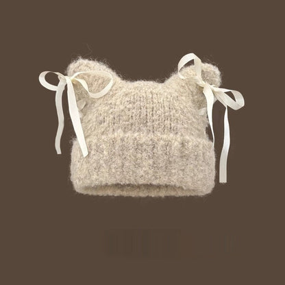 Bow-knot Knitted Casual Hat For Women