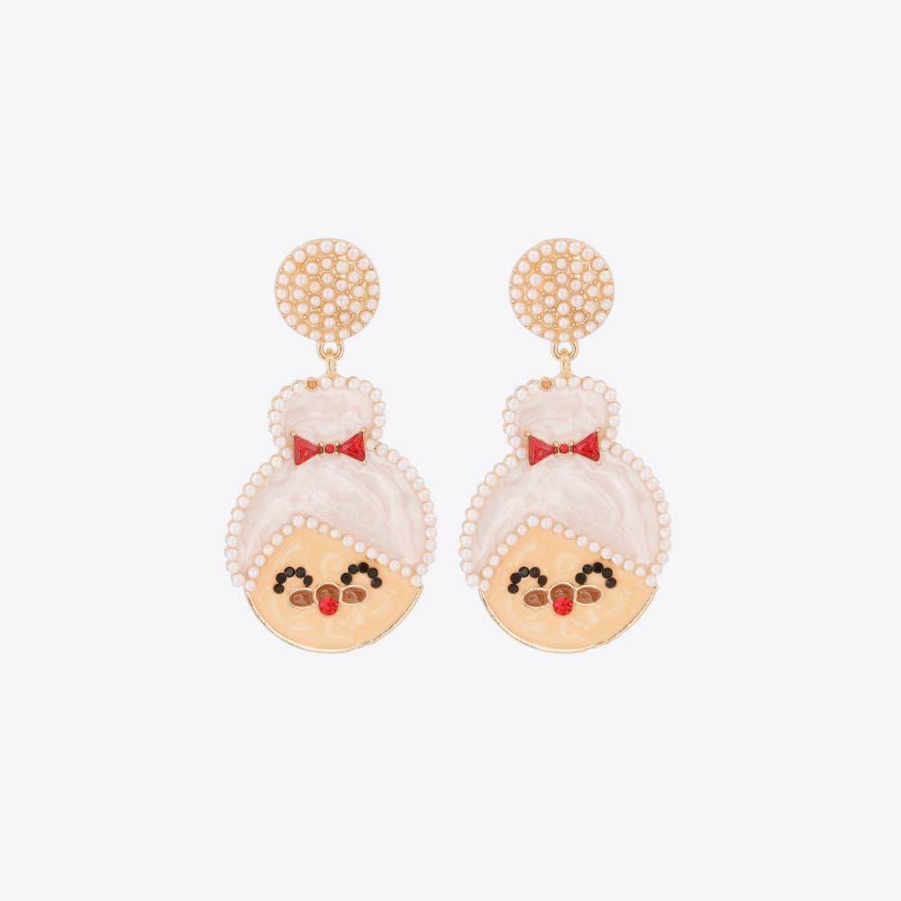 Rhinestone Alloy Mrs. Claus Earrings for Festive Style