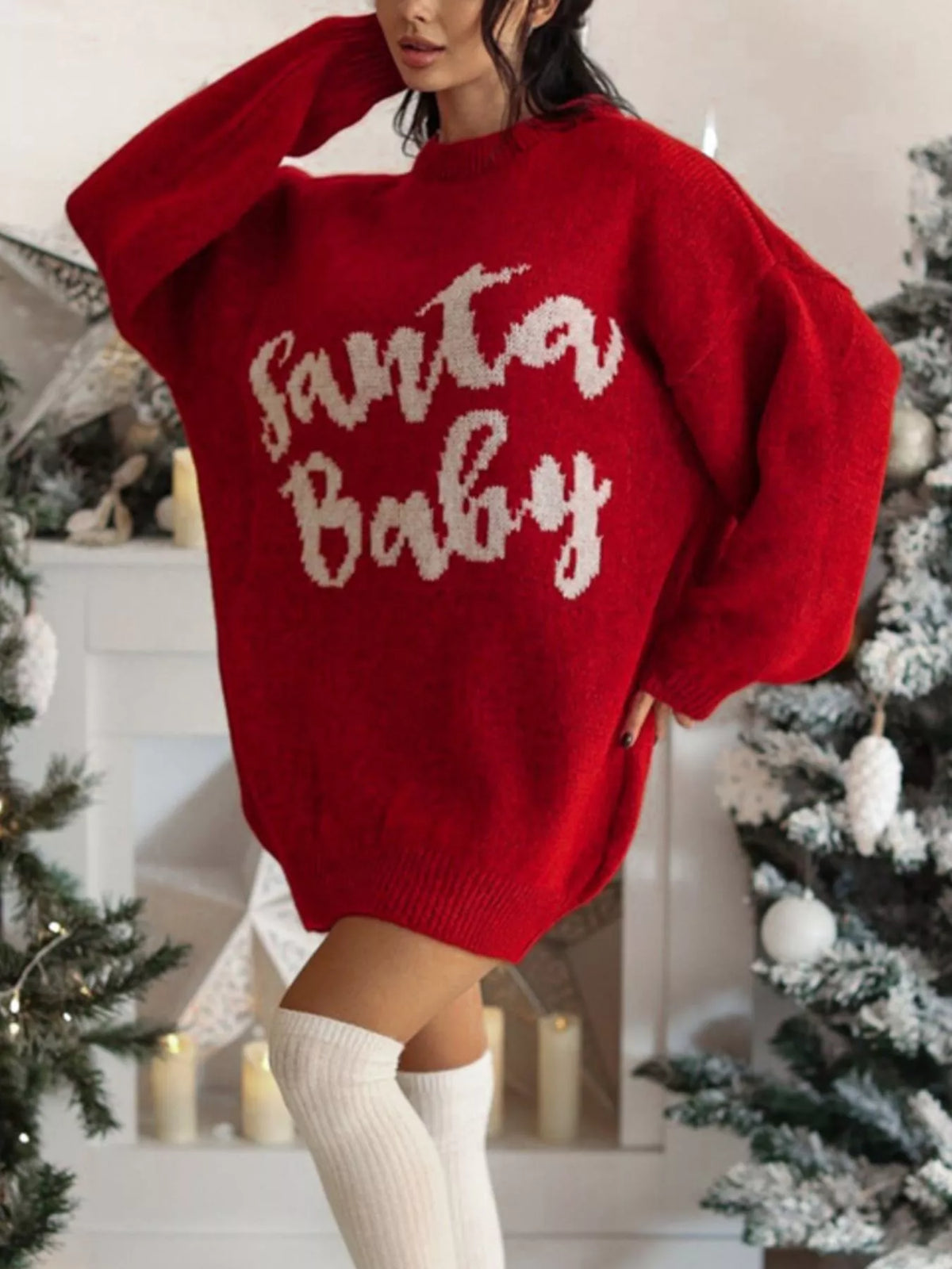 Christmas Letter Oversized Sweater Dress