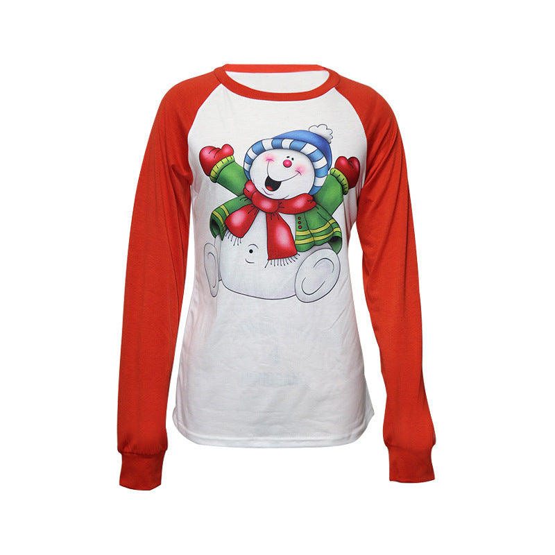 Christmas Top Printed Long Sleeve Women&