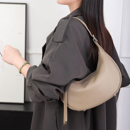 Cross-border Fashion Minimalist Top-grain Leather Dumpling Bag, Genuine Leather Women&