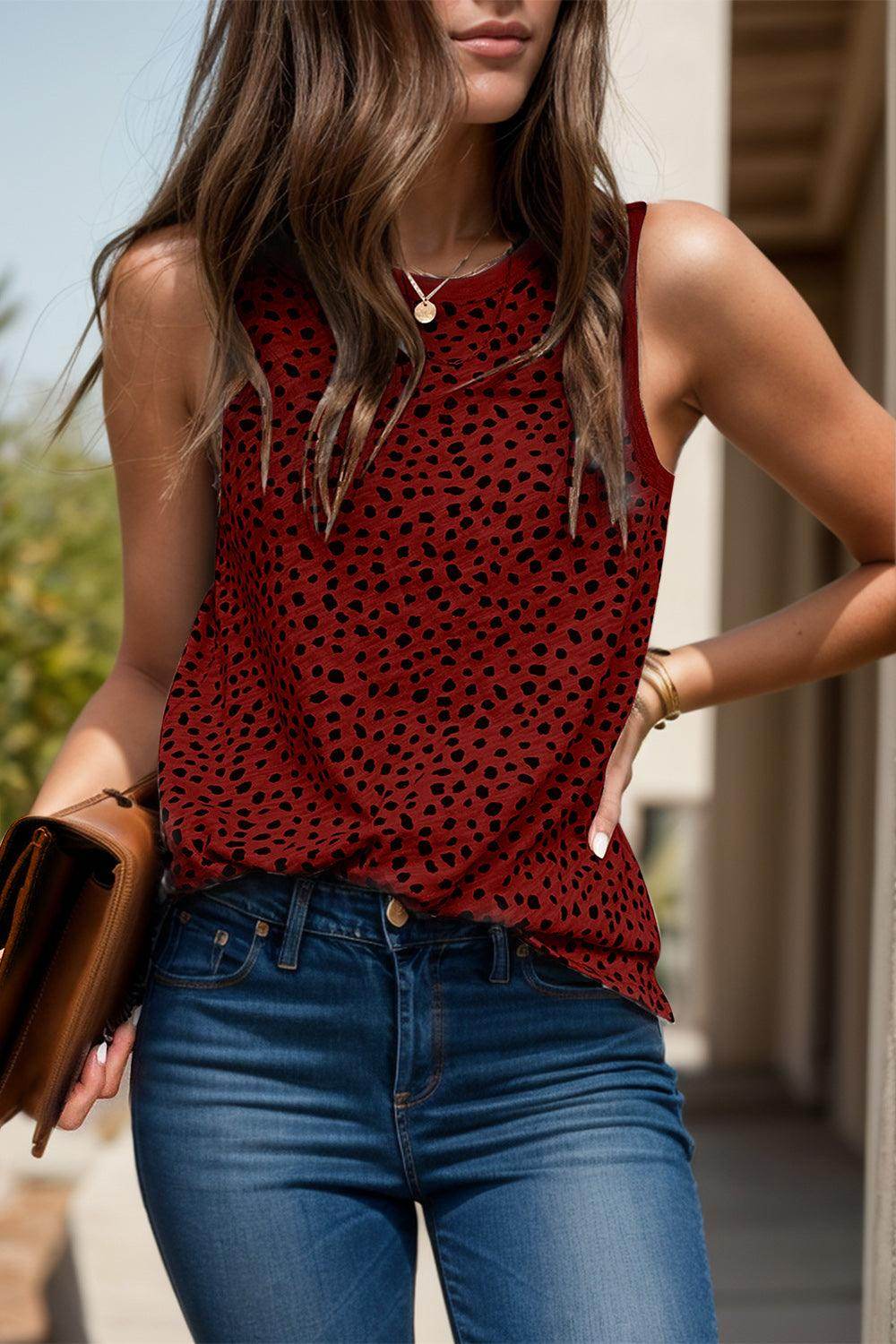 Printed Round Neck Tank for Women - Comfortable Fit