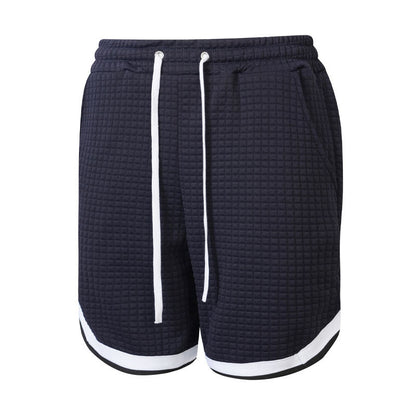 Mens Sporty Plaid-Panel Short Shorts