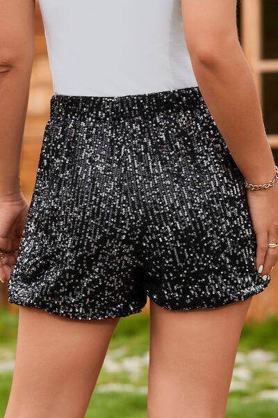 Stylish Sequin Elastic Waist Shorts for Women Fashion