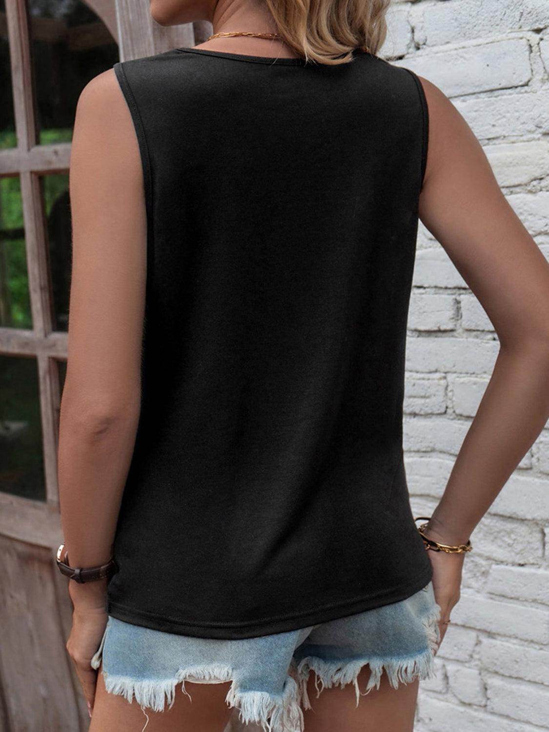 Cutout Twisted Round Neck Tank for Stylish Comfort