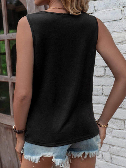 Cutout Twisted Round Neck Tank for Stylish Comfort