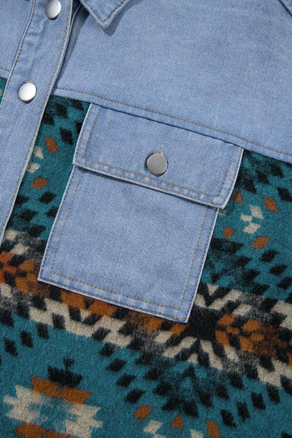 Pocketed Button Up Long Sleeve Denim Jacket for Women
