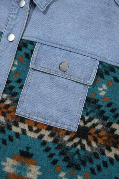 Pocketed Button Up Long Sleeve Denim Jacket for Women