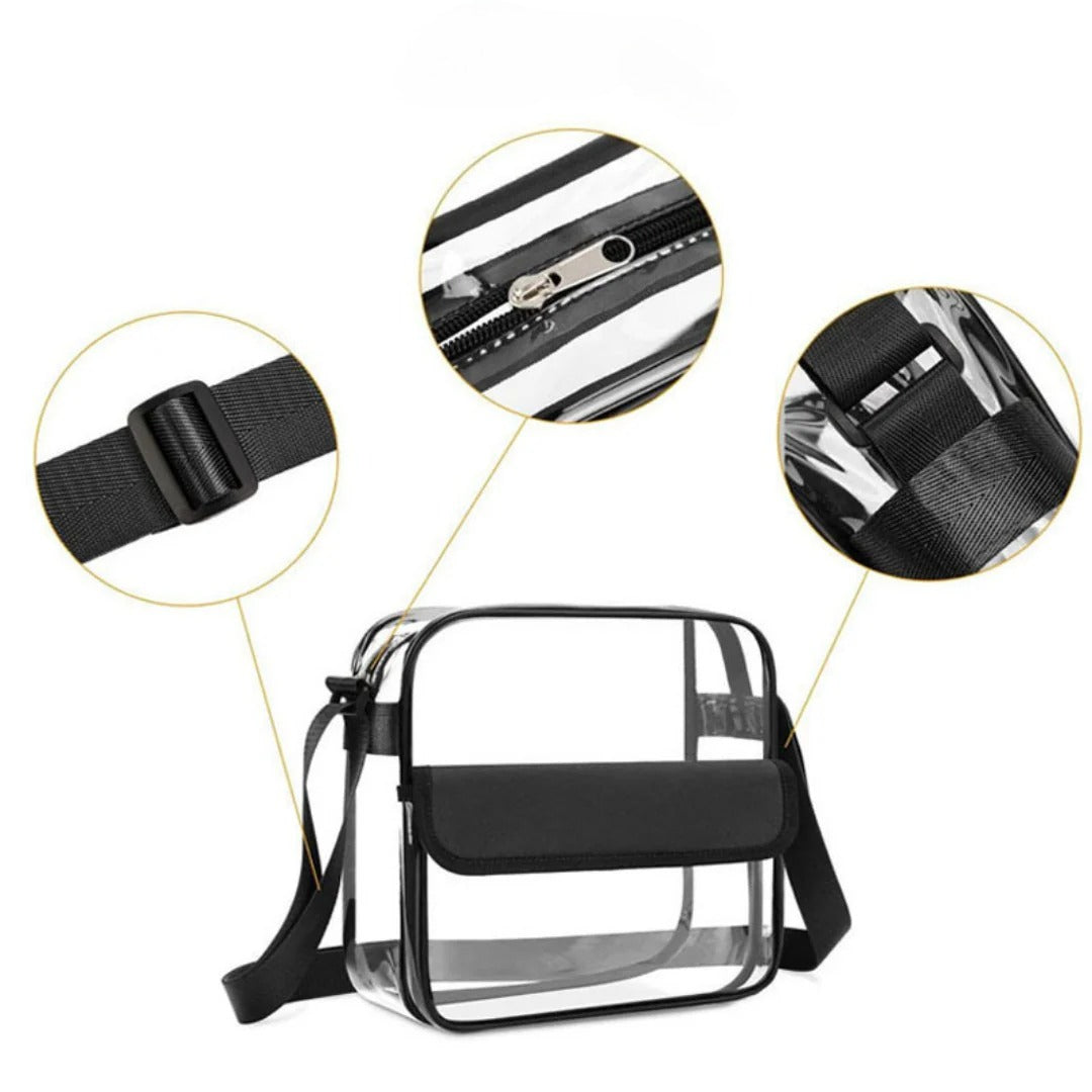 Transparent PVC Shoulder Crossbody Bag - Durable Storage Bag for Travel, Beach, Stadium Events &amp; More