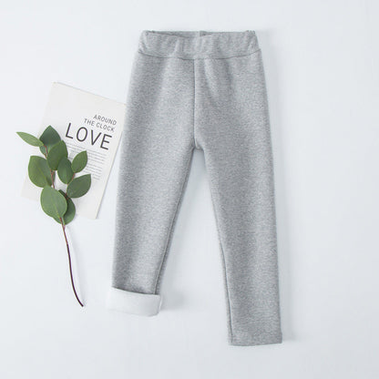 Fleece-lined Extra-thick Casual Pants For Kids