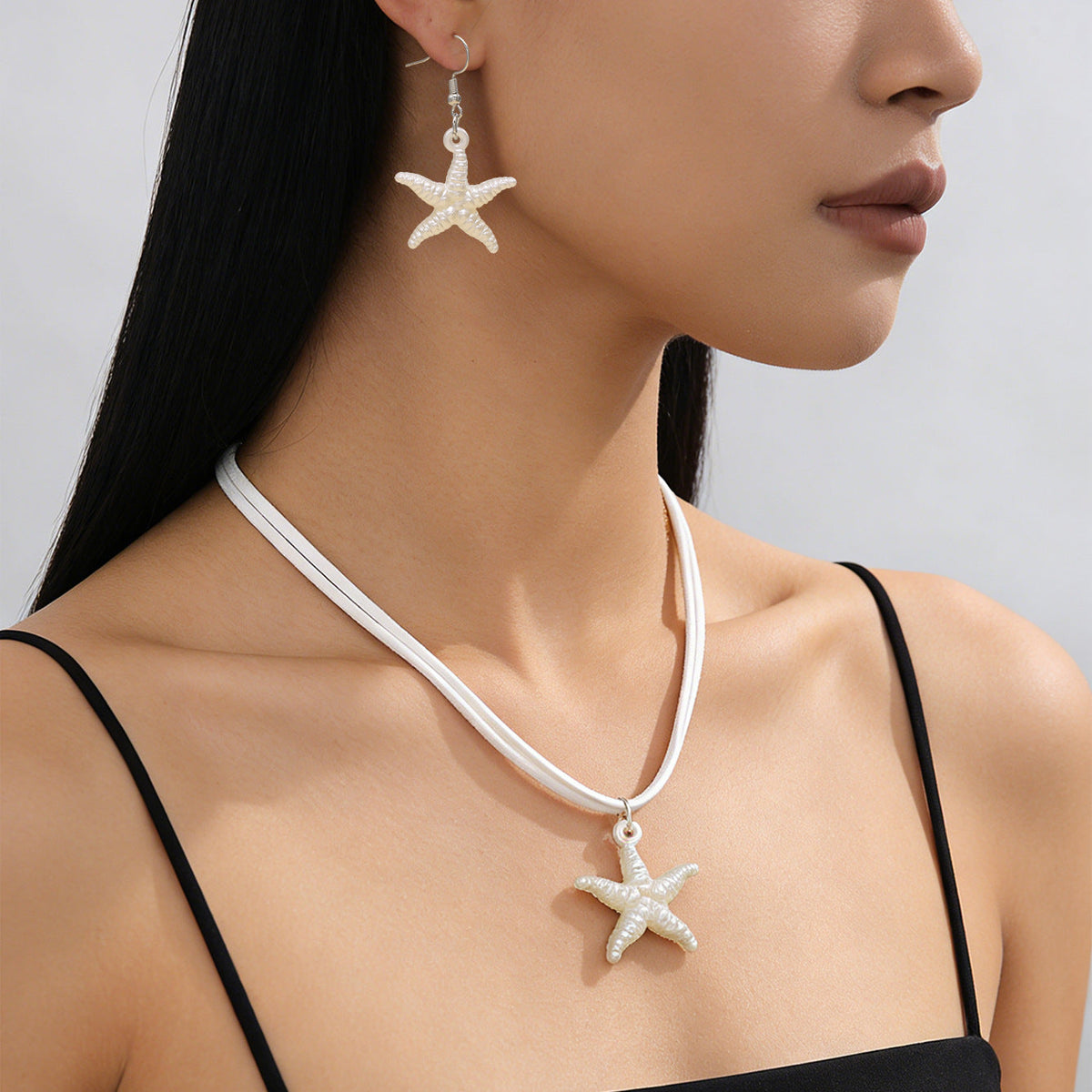 New Cross-border Bohemian Beach Jewelry Set For Women, Ocean Style Starfish Pendant Matching Earrings &amp; Versatile Unique Necklace