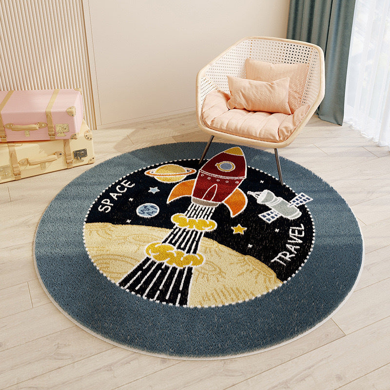 Cashmere-like Round Floor Mat Bedroom Cute Round Absorbent Non-slip Living Room