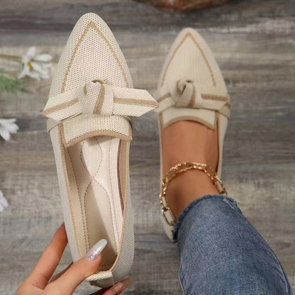 Pointed-Toe Loafers with Bow Detail