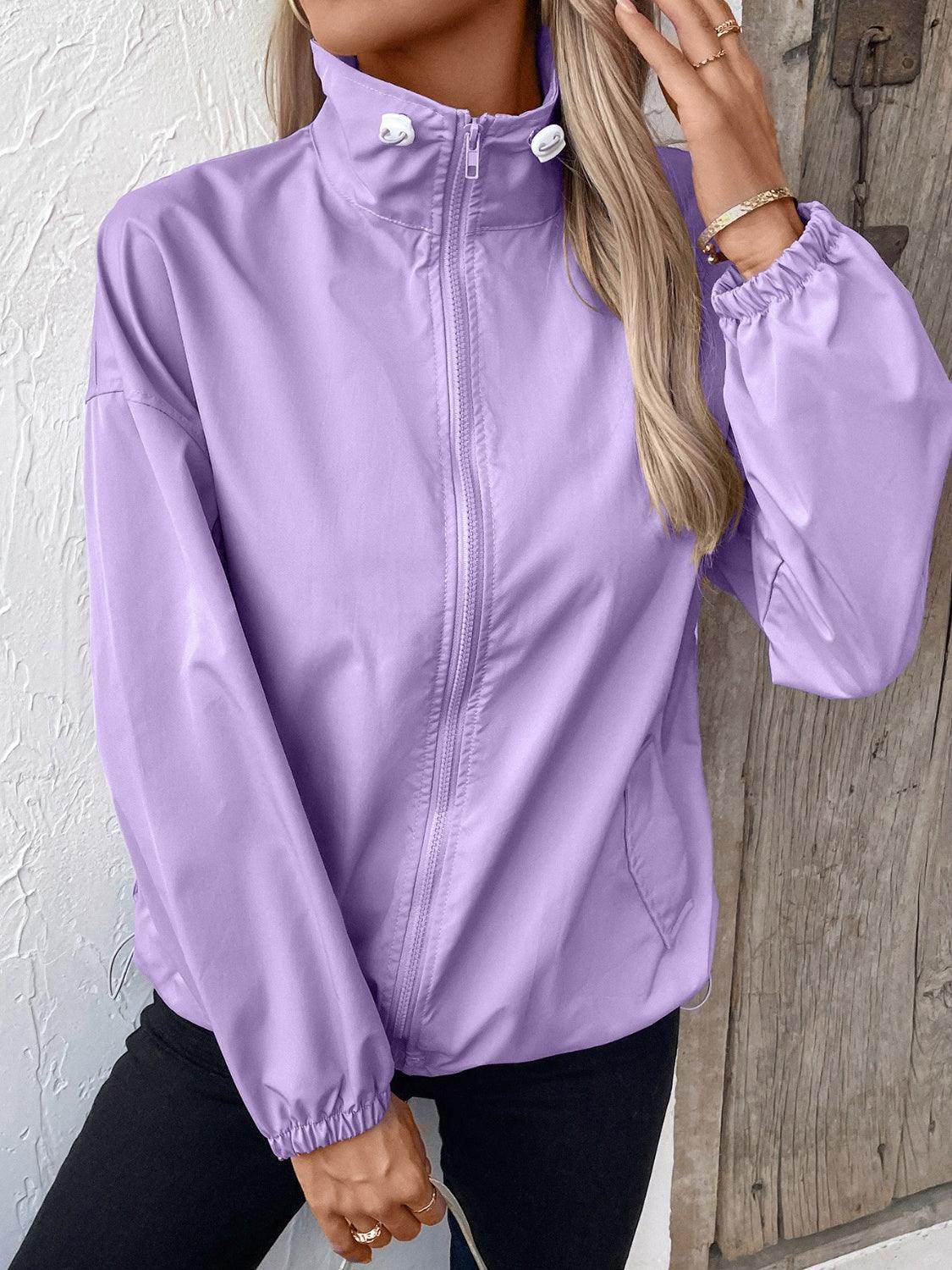 Ivy Lane Pocketed Zip Up Long Sleeve Jacket for Women