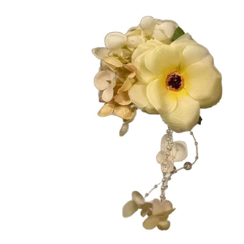 Super Fairy Pure Desire Yellow Atmosphere Pearl Linglan Tassel Side Clip Hair Accessories