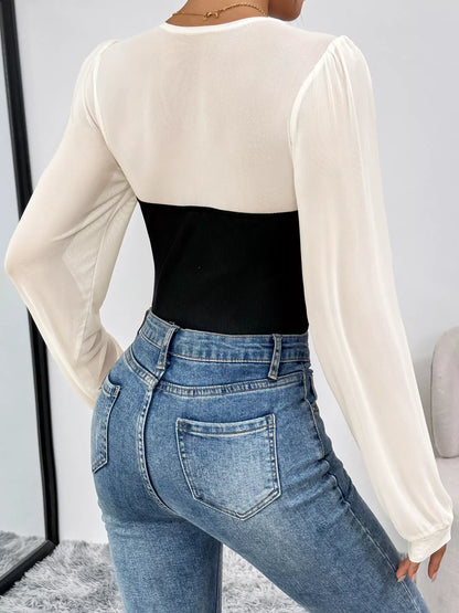 Two-Tone Long Sleeve Bodysuit