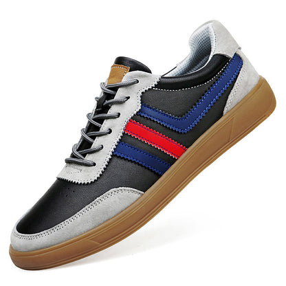 Mens Leather Sneakers With Built-In Height-Boosting Insoles And Tendon-Style Rubber Soles