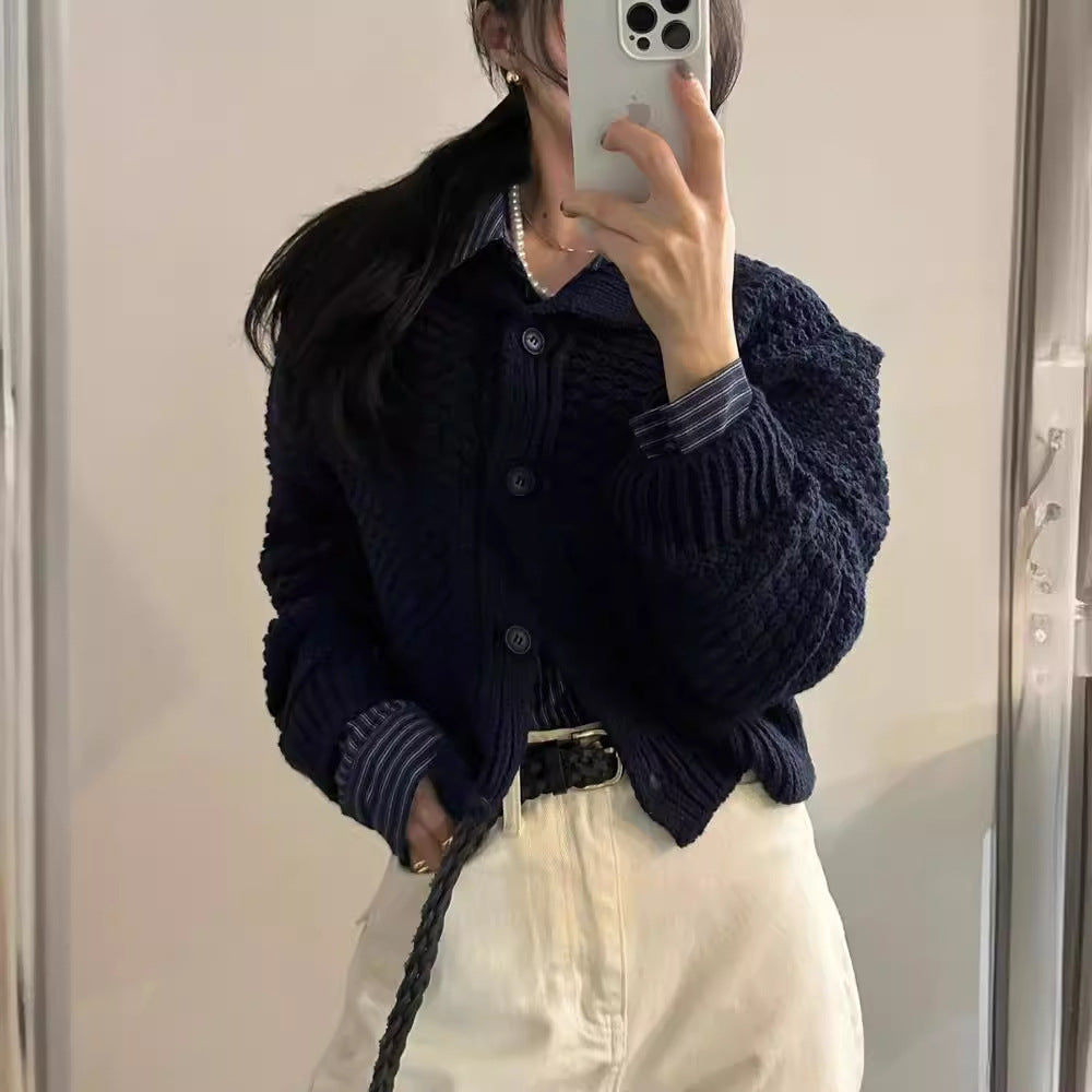 Retro Short Sweater Cardigan Women&
