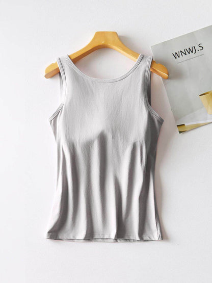 Round Neck Tank with Bra for Comfortable Everyday Wear