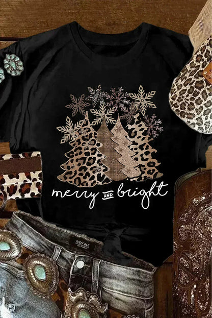 White Leopard Christmas Tree Graphic Tee – Festive &amp; Fierce Crewneck