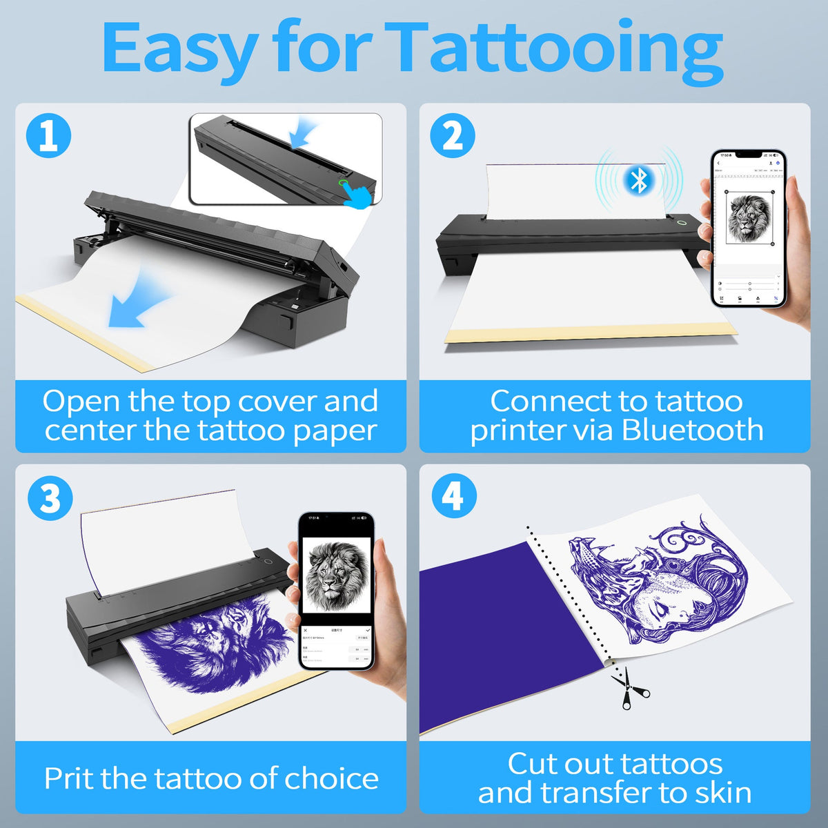 A4 Bluetooth Portable Mini Thermal Tattoo Printer