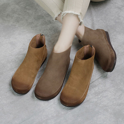 Leather Short Boots Women&