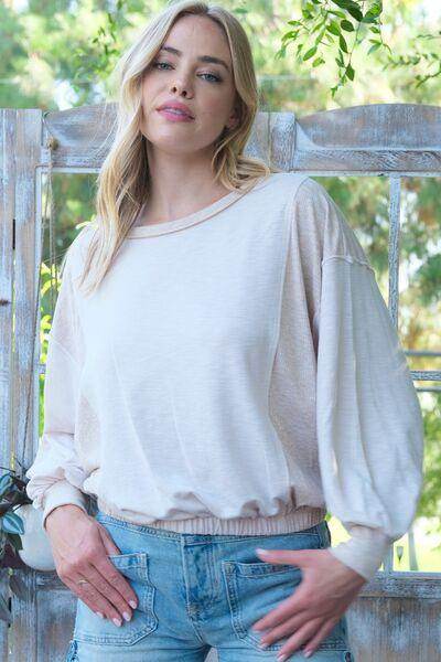 Hailey &amp; Co Rib and Two Tone Knit Mixed Top for Women