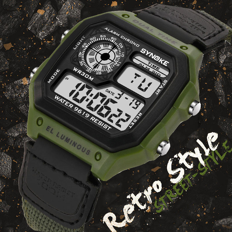 Retro Electronic Watch Luminous Waterproof Sports Men&