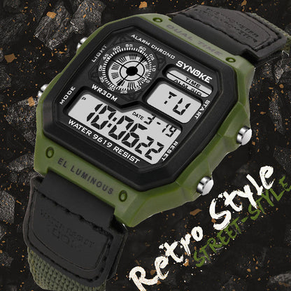 Retro Electronic Watch Luminous Waterproof Sports Men&