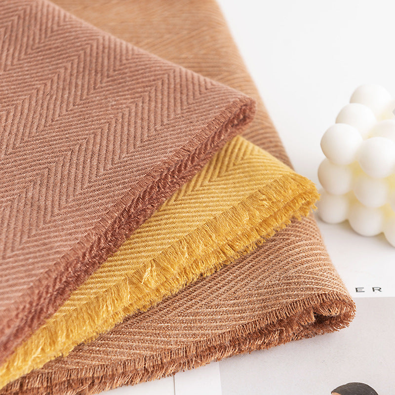 Herringbone Pattern Monochrome Artificial Cashmere Scarf Women&