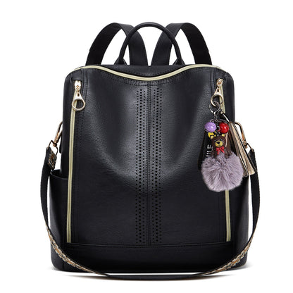 Springsummer Korean-style Casual Soft-leather Womens Backpack