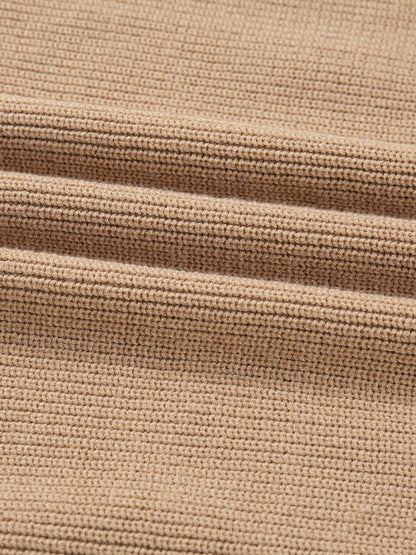 Pearl Embellished Keyhole Ribbed Sweater Dress