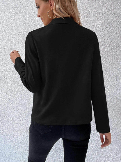 Collared Neck Long Sleeve Jacket for Everyday Wear