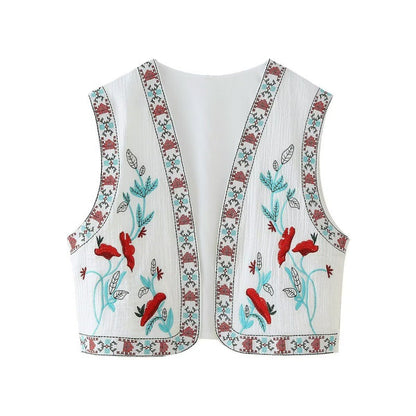Retro Style Embroidered Vest Top
