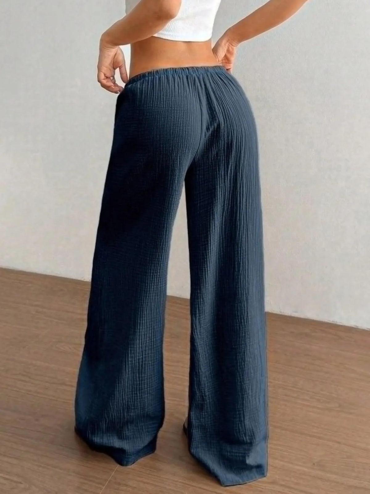 Wide Leg Drawstring Casual Pants