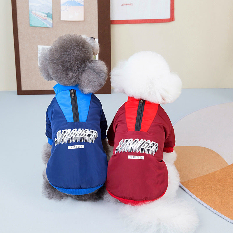 Pet Dog V-shaped Splicing Coat Thick Warm